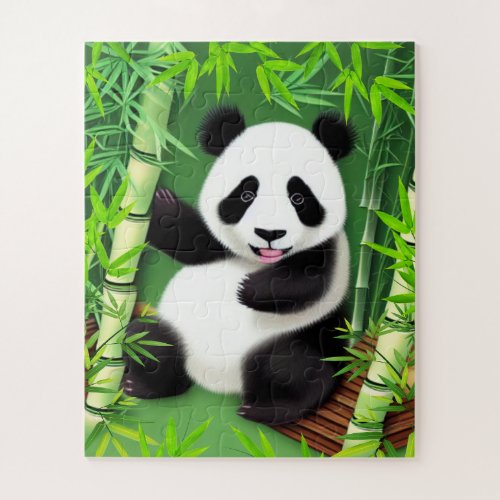 Cute Panda In A Bamboo Forest Jigsaw Puzzle