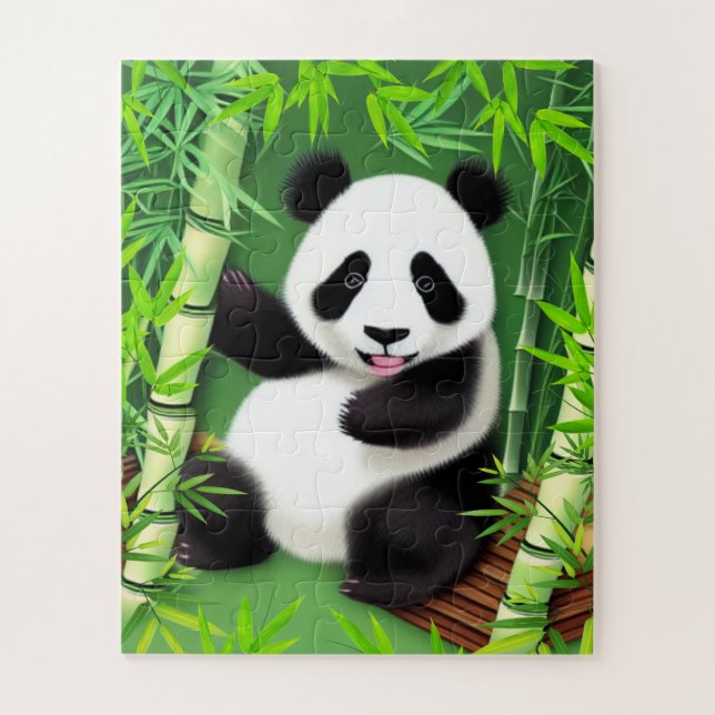 Cute Panda In A Bamboo Forest Jigsaw Puzzle (Vertical)