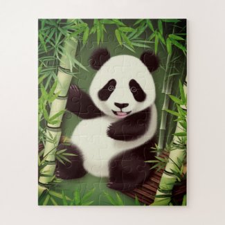 Cute Panda In A Bamboo Forest Jigsaw Puzzle