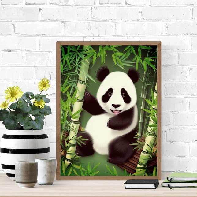 Cute Panda In Bamboo Forest Poster (Creator Uploaded)