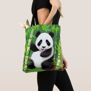 Cute Panda In Bamboo Forest Tote Bag