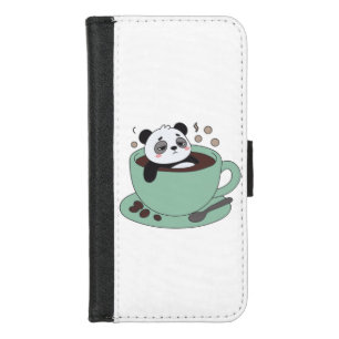 Cute Panda In Coffee Cup Coffee Lover Gift iPhone 8/7 Wallet Case