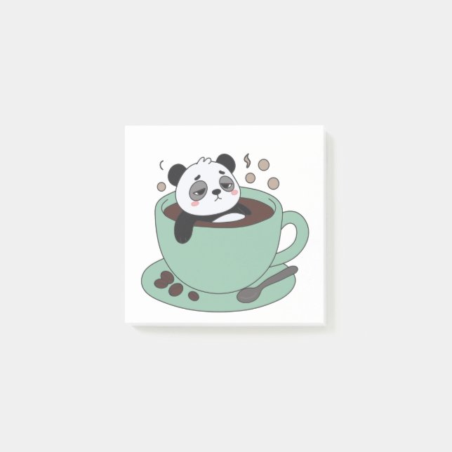 Cute Panda In Coffee Cup Coffee Lover Gift Post-it Notes (Front)