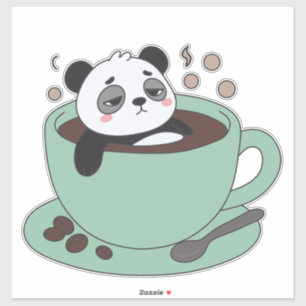 Cute Panda In Coffee Cup Coffee Lover Gift Sticker