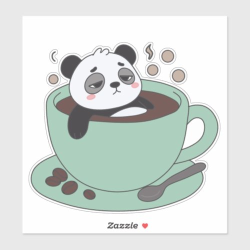 Cute Panda In Coffee Cup Coffee Lover Gift Sticker