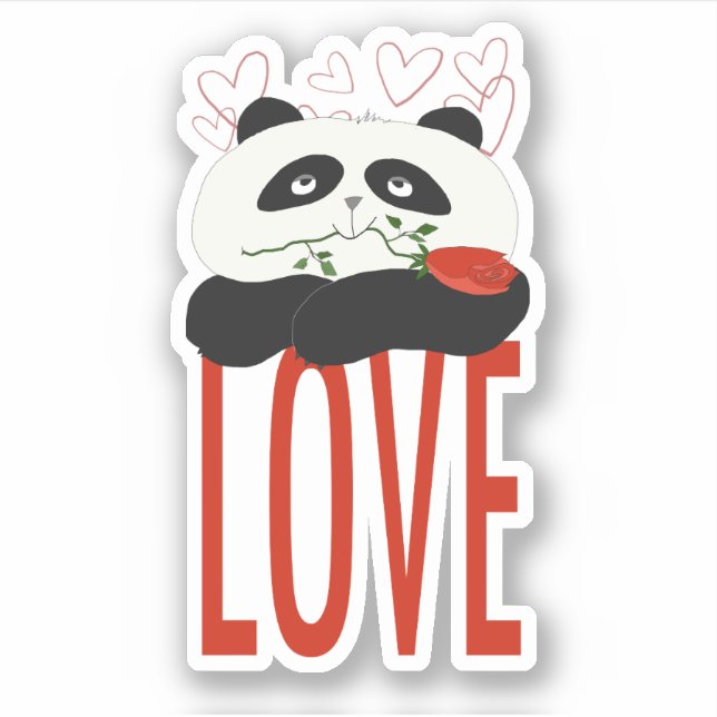 Cute Panda in Love Sticker (Front)