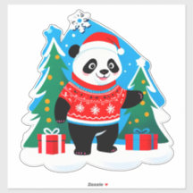 Cute Panda In Santa Hat And Christmas Sweater