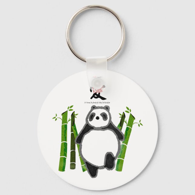 Cute panda ink drawing keychain (Front)