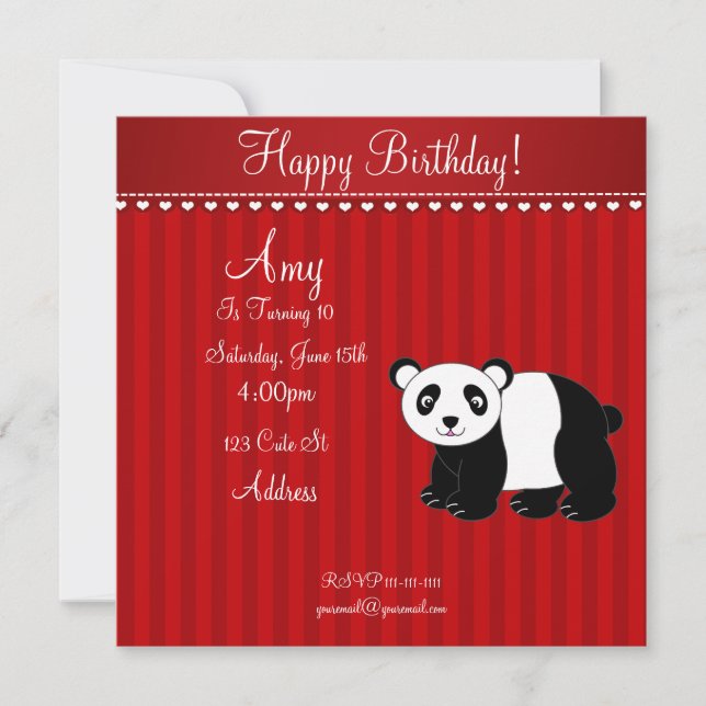 Cute panda invitation (Front)