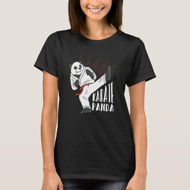 Cute Panda Karate Fighter T-Shirt (Front)