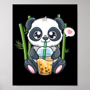 Cute Panda Kawaii Anime Otaku Japanese Bubble Boba Poster