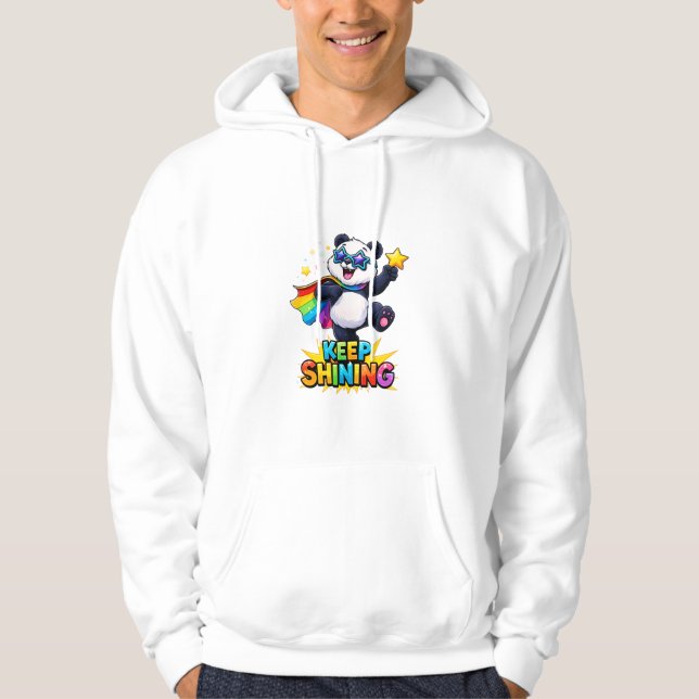 cute panda keep shining inspirational t_shirt hoodie (Front)