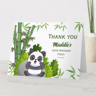 Cute Panda Kiddie Birthday Letterpress Thank You Card