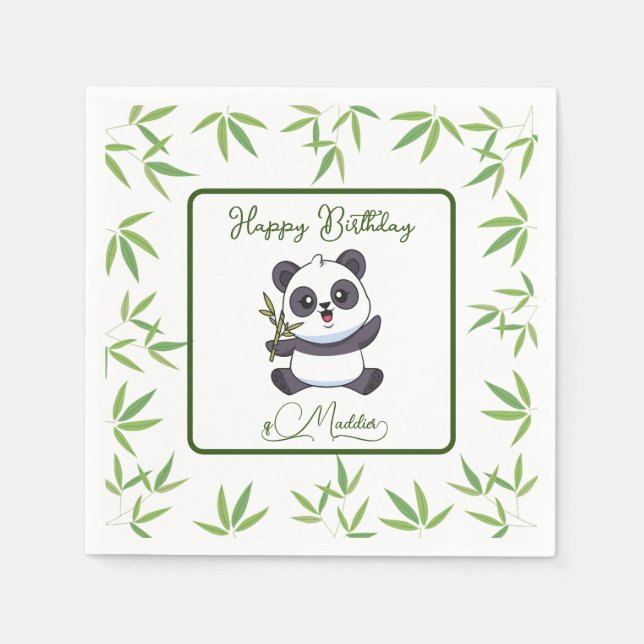 Cute Panda Kiddie Birthday Party Supplies    Napkins (Front)