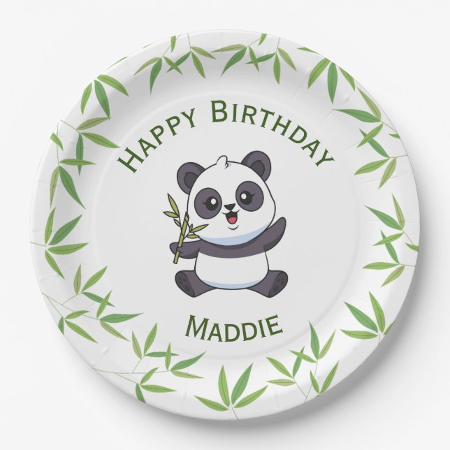 Cute Panda Kiddie Birthday Party Supplies  Paper Plates (Front)