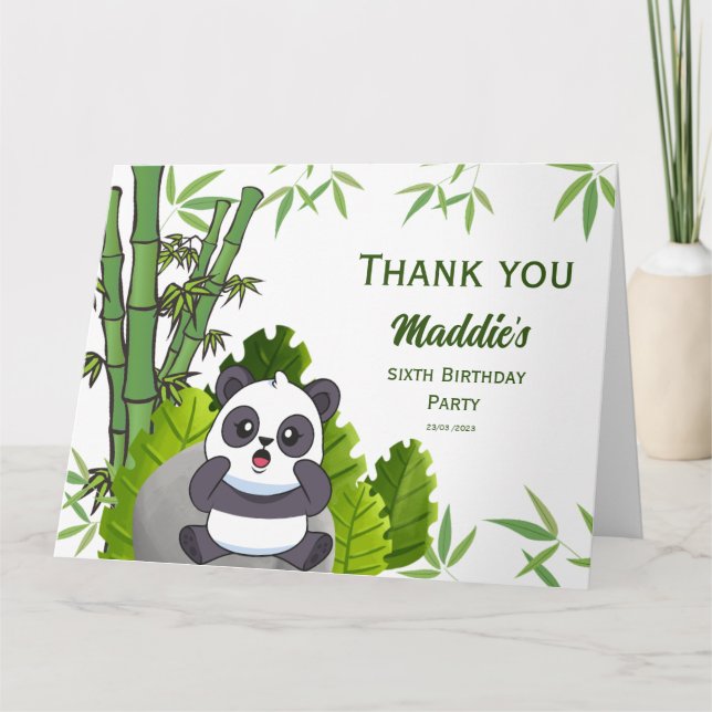 Cute Panda Kiddie Birthday  Thank You Card (Front)