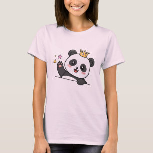 Cute Panda King Cartoon – Kawaii Crown Panda Peeki T-Shirt