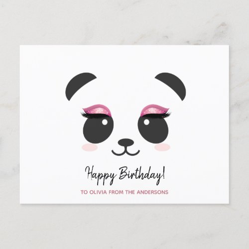 Cute panda lashes Happy Birthday personalized Postcard
