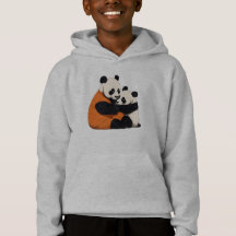 Cute Panda Love Cuddling Kids Pullover Hoodie
