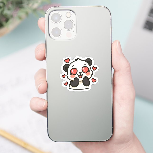 Cute Panda Love Sticker – Kawaii Heart Eyes Design | Zazzle