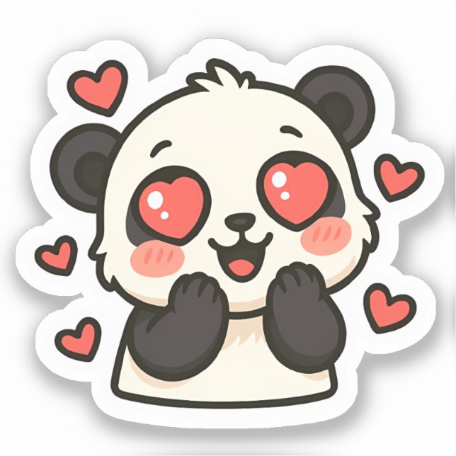 Cute Panda Love Sticker – Kawaii Heart Eyes Design | Zazzle