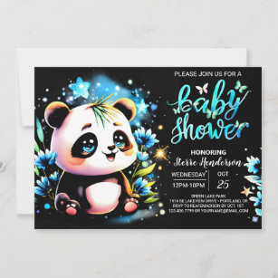 Cute Panda Magic Adventure Boy Baby Shower Invitation