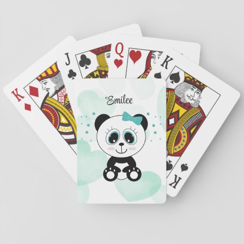 Cute Panda Mint Green Classic Playing Cards