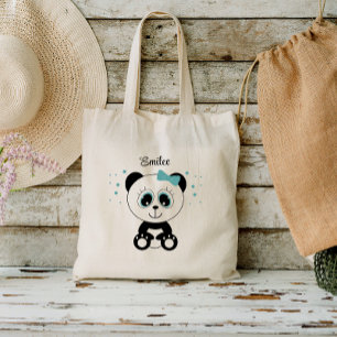 Cute Panda (Mint Green) Tote Bag