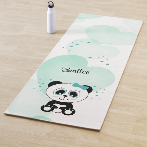 Cute Panda Mint Green Yoga Mat
