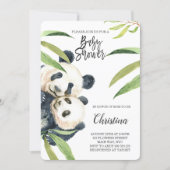 Cute Panda Mom & Baby Eucalyptus Baby Shower Invitation (Front)