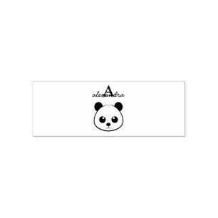 Cute Panda Monogram Self‑Inking Stamp – Custom