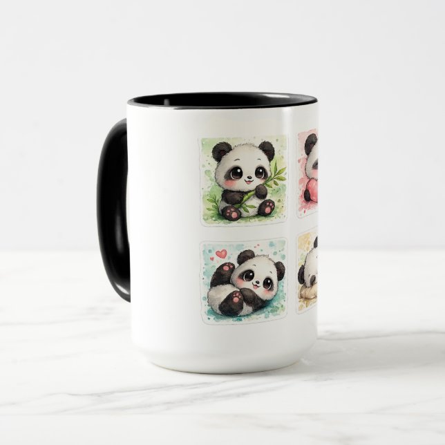 Cute Panda Mug Aesthetic Watercolor (Front Left)