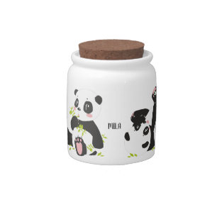 Cute panda name candy jar