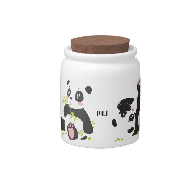 Cute panda name   candy jar (Front)