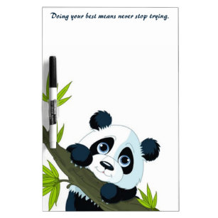 Cute Panda, Never Give Up Quote Dry Erase Board