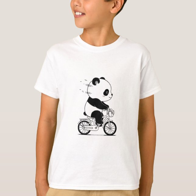 Cute panda on bicycle T-Shirt (Front)