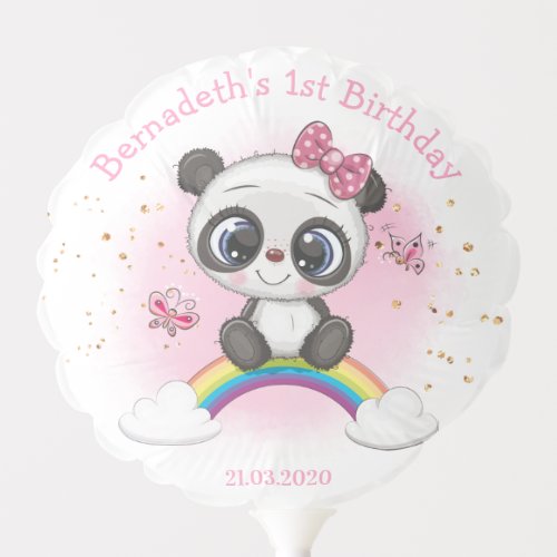 Cute Panda on Rainbow Birthday Party Balloon