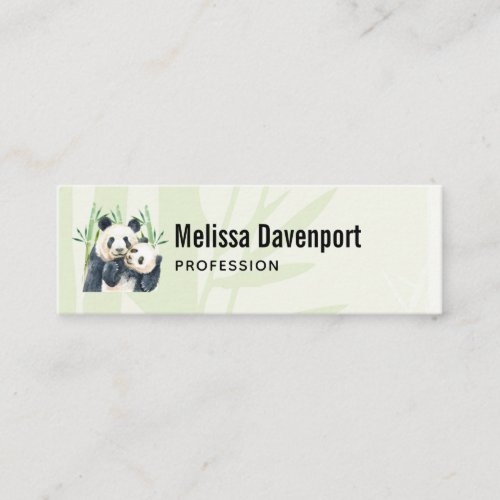 Cute Panda Pair  Bamboo Watercolor Mini Business Card