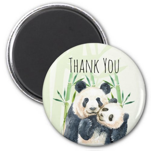 Cute Panda Pair  Bamboo Watercolor Thank You Magnet