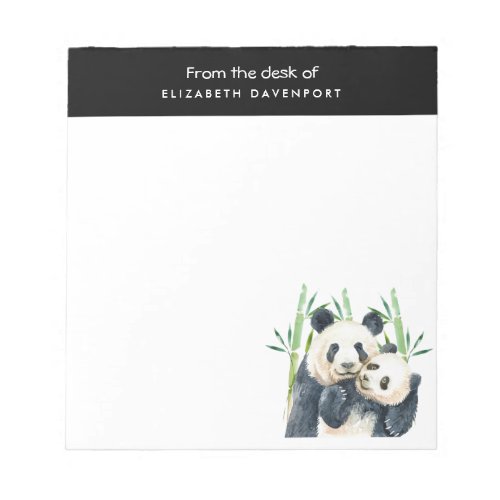 Cute Panda Pair in Bamboo Watercolor Notepad