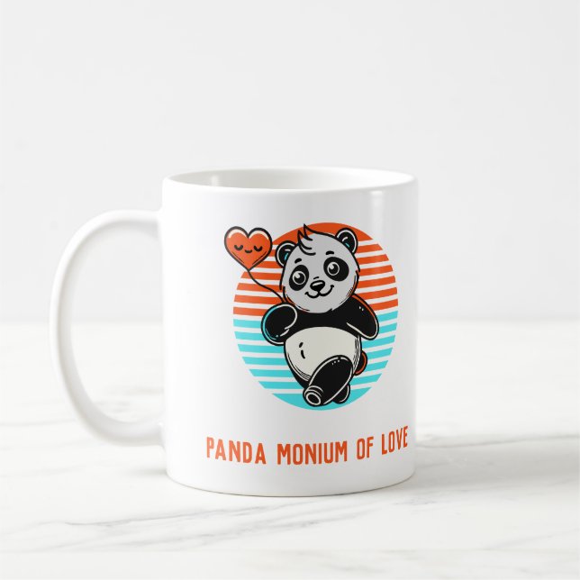  Cute Panda "Panda-monium of Love" Mug (Left)