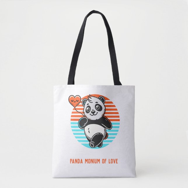 Cute Panda "Panda-monium of Love" Tote Bag (Front)