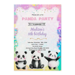 Cute panda party invitation