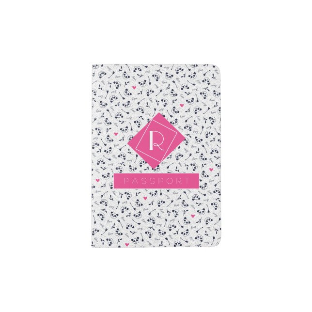 Cute Panda Pattern Monogram Design. Passport Holder (Front)