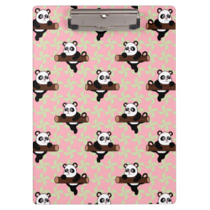 Cute Panda Pattern on Pink – Kawaii Seamless Clipboard