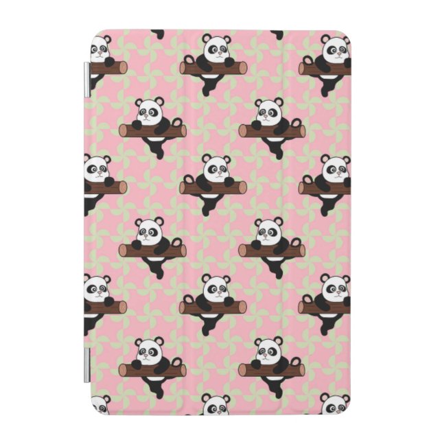 Cute Panda Pattern on Pink – Kawaii Seamless  iPad Mini Cover (Front)