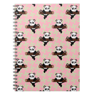 Cute Panda Pattern on Pink – Kawaii Seamless  Notebook