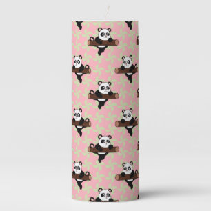 Cute Panda Pattern on Pink – Kawaii Seamless  Pillar Candle