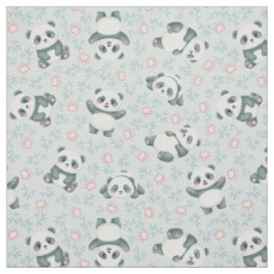 Cute Panda Paws and Bamboo Seamless Pattern Fabric