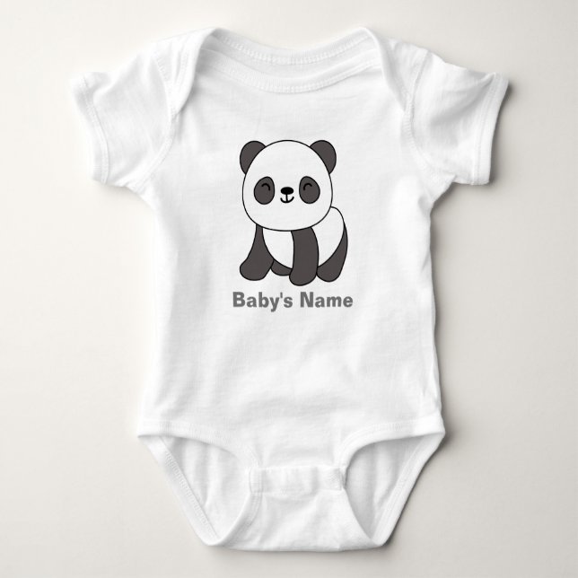 Cute Panda Personalized Baby Bodysuit (Front)